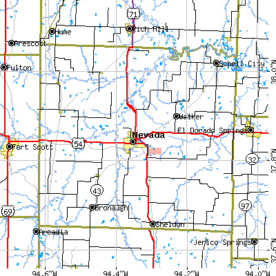 Vernon County close-up map