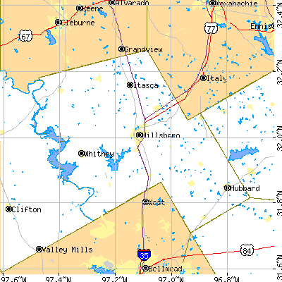 Hill County close-up map