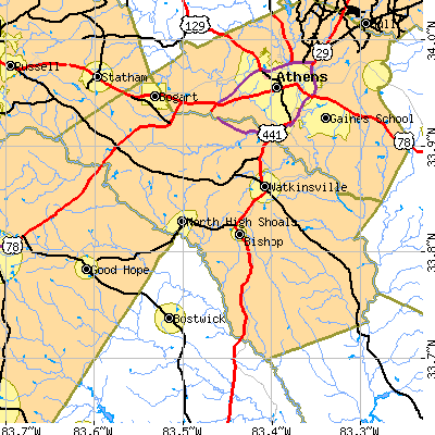 Oconee County close-up map