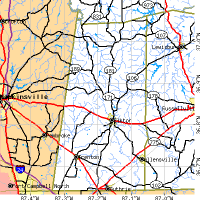 Todd County close-up map