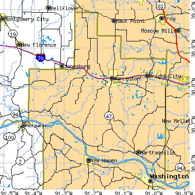 Warren County close-up map