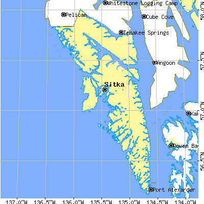 Sitka City and Borough close-up map