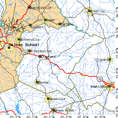 Oglethorpe County close-up map