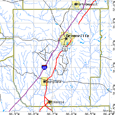 Butler County close-up map