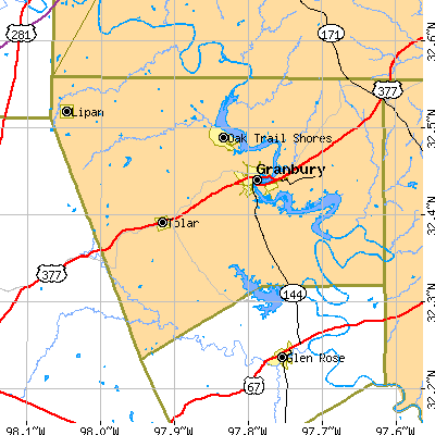 Hood County close-up map