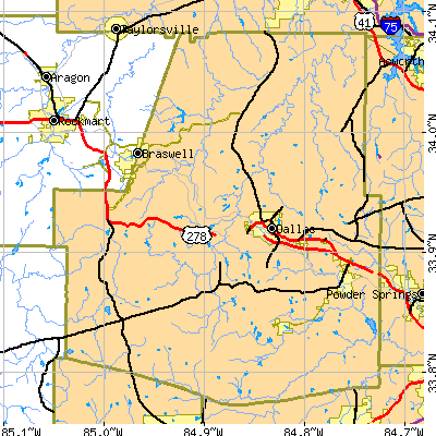 Paulding County close-up map
