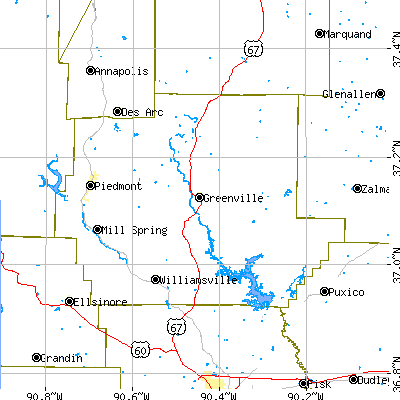 Wayne County close-up map