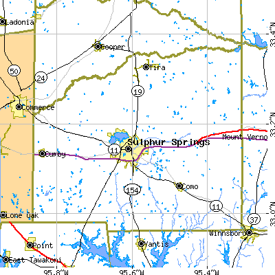 Hopkins County close-up map