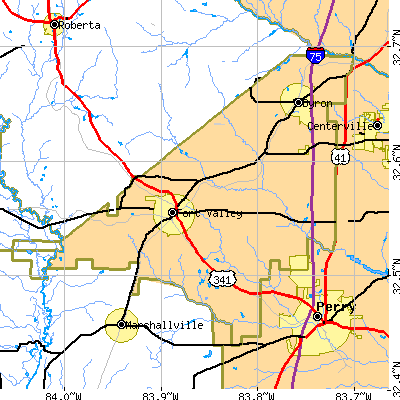 Peach County close-up map