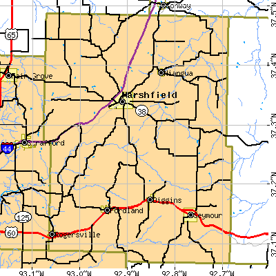 Webster County close-up map