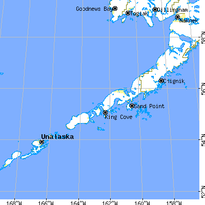 Aleutians East Borough close-up map