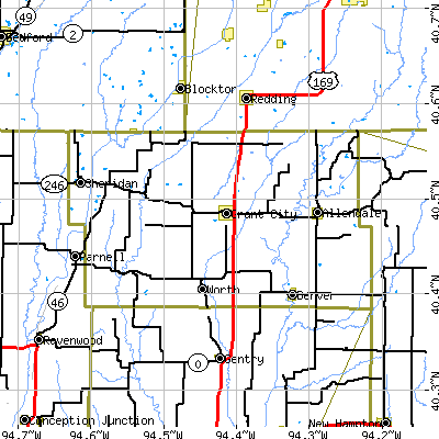 Worth County close-up map