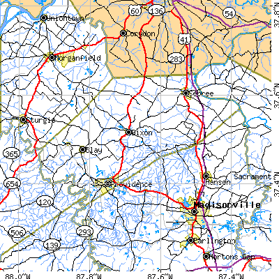 Webster County close-up map