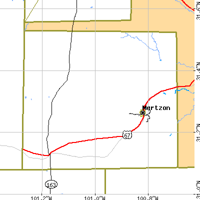 Irion County close-up map