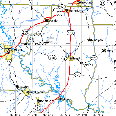 Calhoun County close-up map