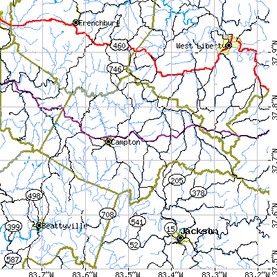 Wolfe County close-up map