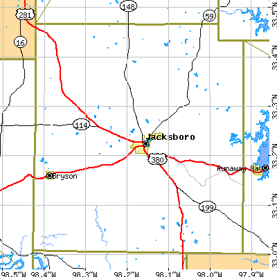 Jack County close-up map