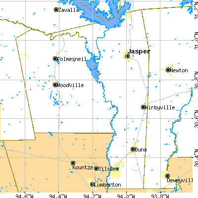 Jasper County close-up map