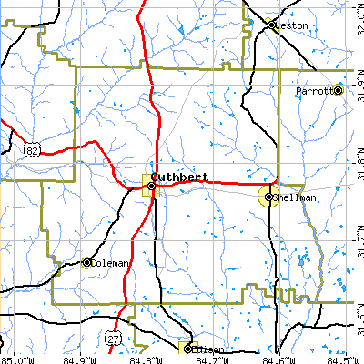 Randolph County close-up map