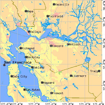 Contra Costa County close-up map