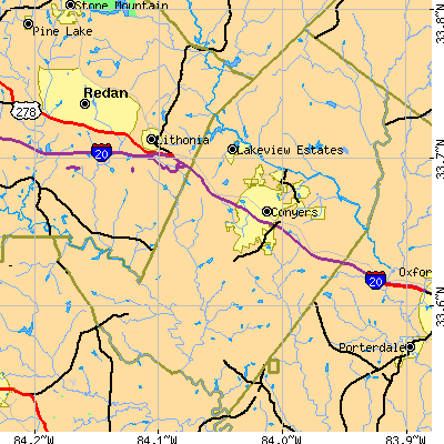 Rockdale County close-up map