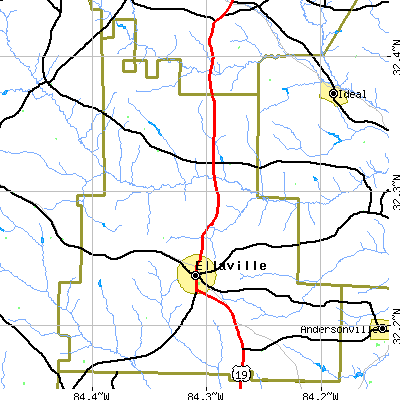 Schley County close-up map