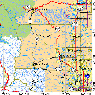 Boulder County close-up map