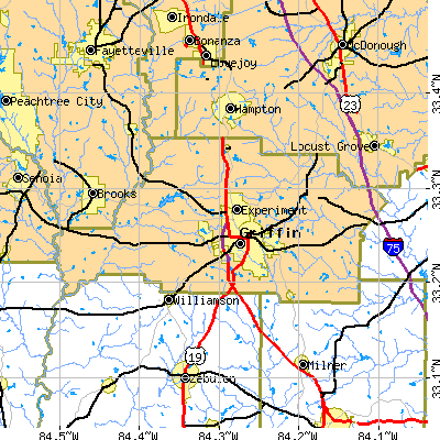 Spalding County close-up map