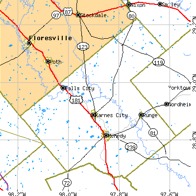 Karnes County close-up map