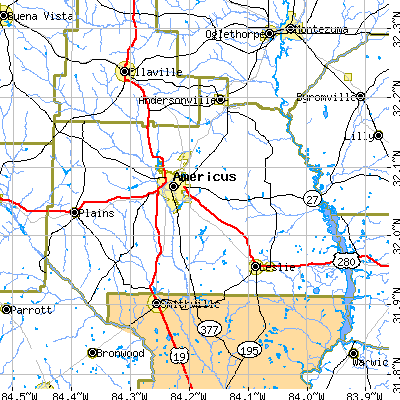 Sumter County close-up map