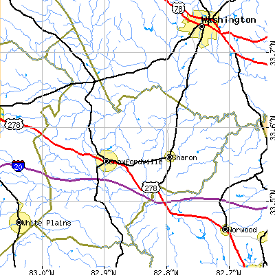 Taliaferro County close-up map
