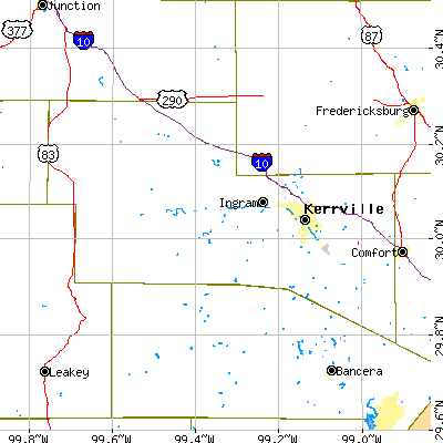 Kerr County close-up map