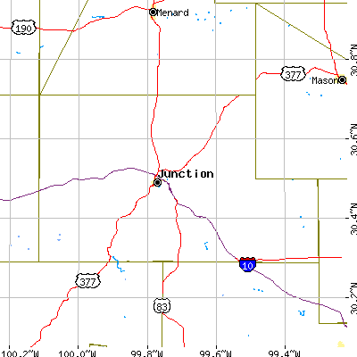Kimble County close-up map