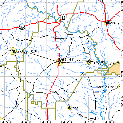 Taylor County close-up map