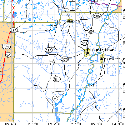 Calhoun County close-up map
