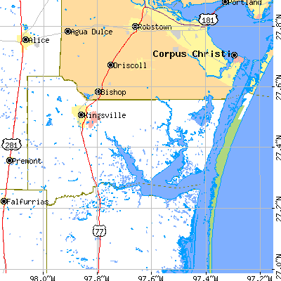 Kleberg County close-up map
