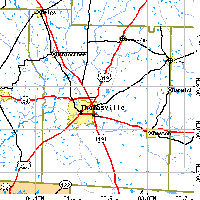 Thomas County close-up map