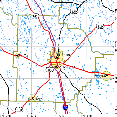 Tift County close-up map