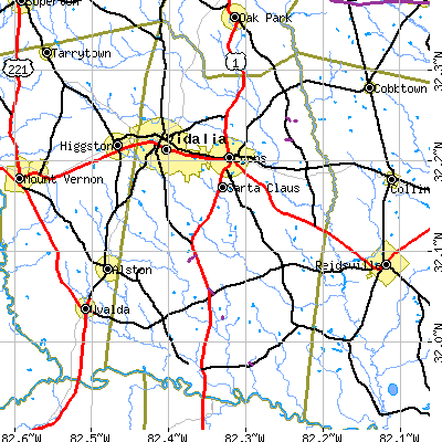 Toombs County close-up map