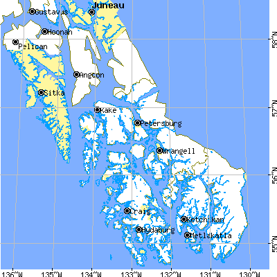 Wrangell-Petersburg Census Area close-up map