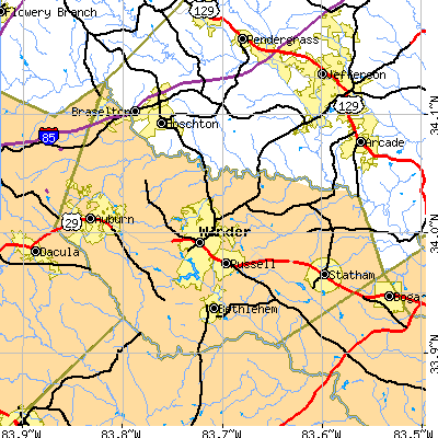 Barrow County close-up map
