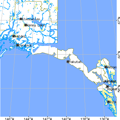 Yakutat City and Borough close-up map