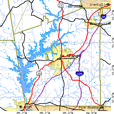 Troup County close-up map