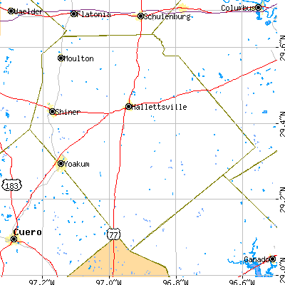 Lavaca County close-up map