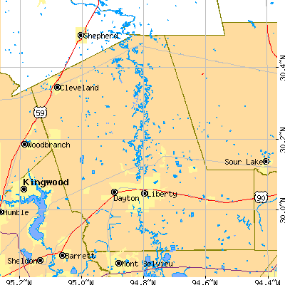 Liberty County close-up map