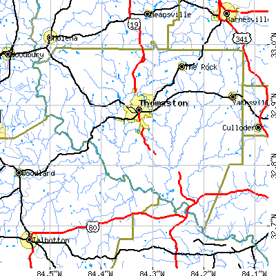 Upson County close-up map
