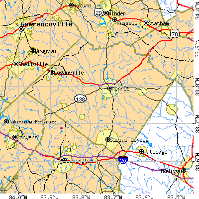 Walton County close-up map