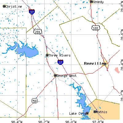 Live Oak County close-up map