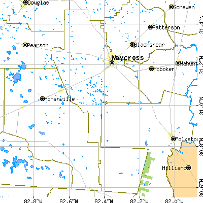 Ware County close-up map