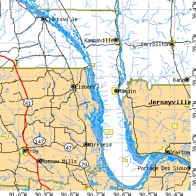 Calhoun County close-up map